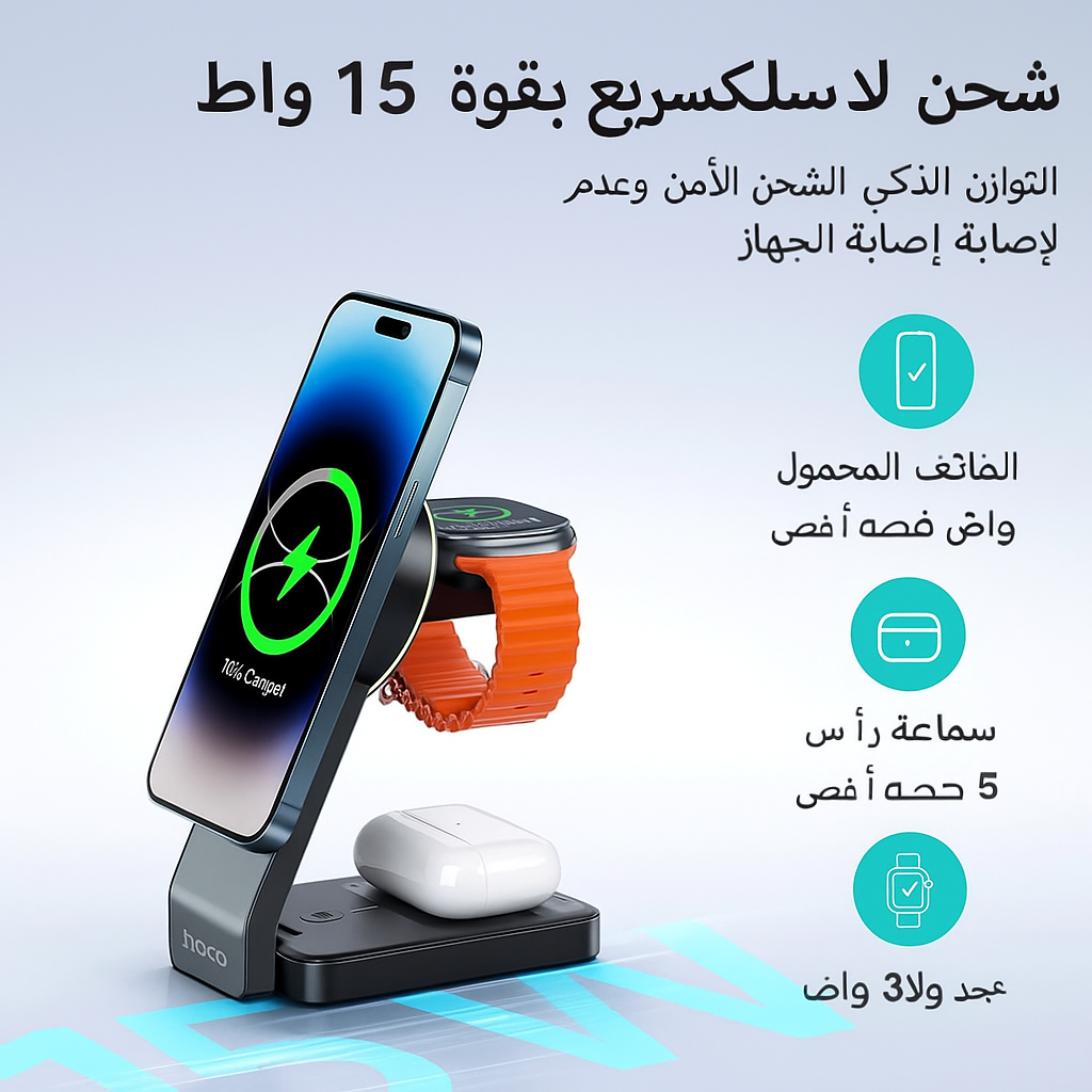 شاحن لاسلكي مغناطيسي 3 في 1